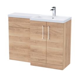 Balterley Bathroom Vanity Basin & WC Unit Right Hand Bleached Cuneo Oak 1100mm in Brown