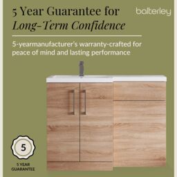 Balterley Bathroom Vanity Basin & WC Unit Right Hand Bleached Cuneo Oak 1100mm in Brown - thumbnail 6