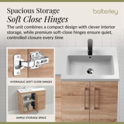 Balterley Bathroom Vanity Basin & WC Unit Right Hand Bleached Cuneo Oak 1100mm in Brown - thumbnail 4