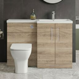 Balterley Bathroom Vanity Basin & WC Unit Right Hand Bleached Cuneo Oak 1100mm in Brown - thumbnail 9