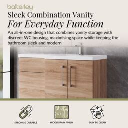 Balterley Bathroom Vanity Basin & WC Unit Right Hand Bleached Cuneo Oak 1100mm in Brown - thumbnail 2