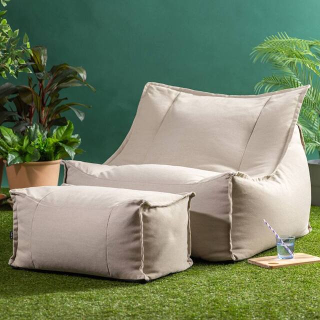 icon Alto Bean Bag Armchair & Footstool, Olefin in Stone