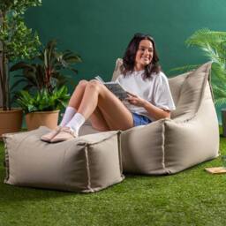 icon Alto Bean Bag Armchair & Footstool, Olefin in Stone - thumbnail 2