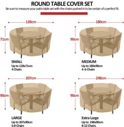 FURNITURE ONE Furniture Cover, 600D Oxford Fabric Patio Set Cover Round Dining Set Cover Black - 180x90cm - Size: W900mm x H750mm - thumbnail 8
