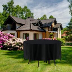 FURNITURE ONE Furniture Cover, 600D Oxford Fabric Patio Set Cover Round Dining Set Cover Black - 180x90cm - Size: W900mm x H750mm - thumbnail 9