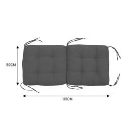 SPETLEK Garden Chair Cushion Seat Pad Cotton 2 Section Dark Grey - Size: 100 cm x 190 cm - thumbnail 5