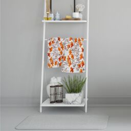 Benjamin Tate Design Flowers In Autumn Colours Soft Bath Towel in Orange - thumbnail 2