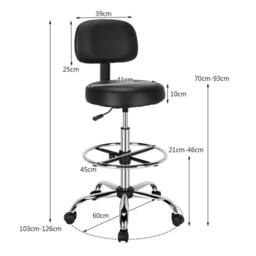 Kelvenix Ergonomic Drafting Chair Faux Leather in Black - thumbnail 2