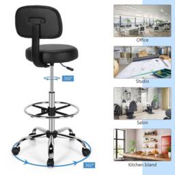 Kelvenix Ergonomic Drafting Chair Faux Leather in Black - thumbnail 5