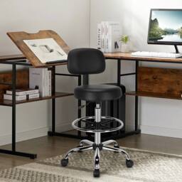 Kelvenix Ergonomic Drafting Chair Faux Leather in Black - thumbnail 3