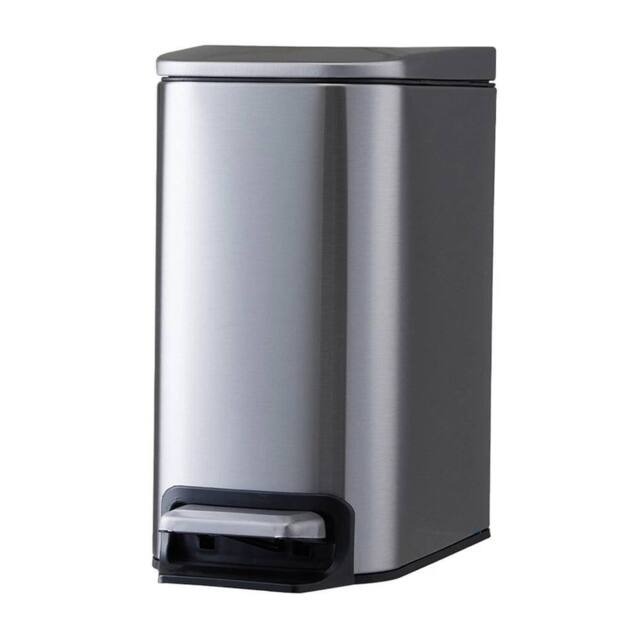 EONLION 6L- Sandstone Foot Pedal Dustbin Bedroom Kitchen Narrow Rubbish in Silver - Size: 30 cm - image 1