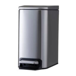 EONLION 6L- Sandstone Foot Pedal Dustbin Bedroom Kitchen Narrow Rubbish in Silver - Size: 30 cm