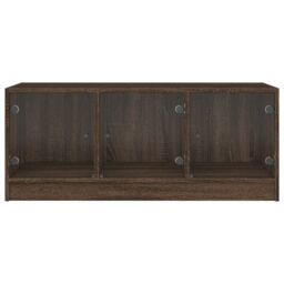 Berkfield Home Coffee Table with Glass Doors Brown Oak 102x50x42 cm - Size: 102 x 50 x 42 cm - thumbnail 6