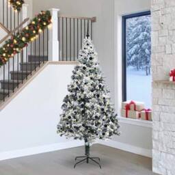 Berkfield Home Artificial Christmas Tree with 300 LEDs with Stand Green 240 cm - thumbnail 1