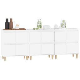 Berkfield Home Sideboards 3 pcs White 60x35x70 cm Engineered Wood - Size: 60 x 35 x 70 cm - thumbnail 4