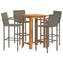 Berkfield Home Beautiful 5 Piece Garden Bar Set Grey Solid Wood Acacia & Poly - thumbnail 3