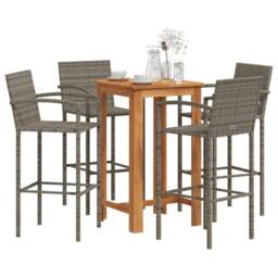 Berkfield Home Beautiful 5 Piece Garden Bar Set Grey Solid Wood Acacia & Poly - thumbnail 2
