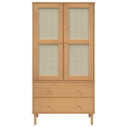Berkfield Home Wardrobe SENJA Rattan Look Brown 90x55x175 cm Solid Wood Pine - Size: 90 x 55 x 175 cm - thumbnail 5