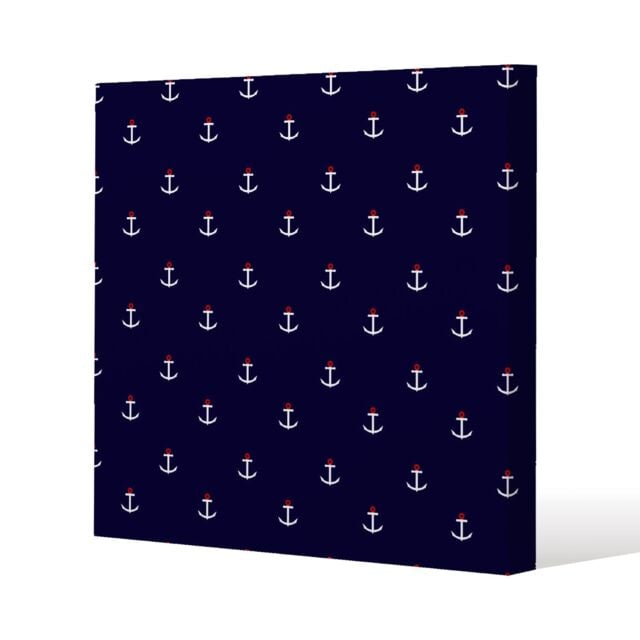 Benjamin Tate Design White & Red Anchors on Navy (Canvas Print) / 46 x 46 x 4cm in Natural - Size: 46 x 46 x 4 cm - image 1