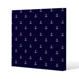 Benjamin Tate Design White & Red Anchors on Navy (Canvas Print) / 46 x 46 x 4cm in Natural - Size: 46 x 46 x 4 cm - thumbnail 1