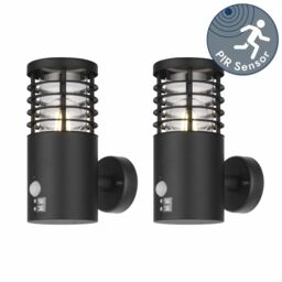 First Choice Lighting Set of 2 Bloom - Black IP44 Outdoor Motion Sensor Wall Lights - thumbnail 2
