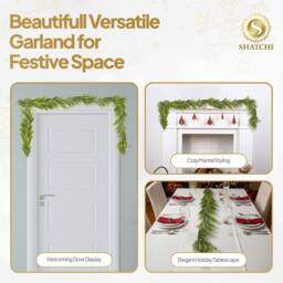 Shatchi Christmas Garland With Mini Pine Cones 180cm Garlands For Door Decor in Green - Size: 180 cm - thumbnail 8