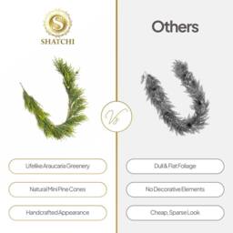 Shatchi Christmas Garland With Mini Pine Cones 180cm Garlands For Door Decor in Green - Size: 180 cm - thumbnail 9