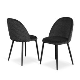 More4Homes Calne Concrete Ceramic Round Dining Table & 6 Raye Velvet Chairs in Black - thumbnail 7