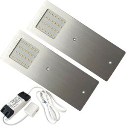 Loops 2x ALUMINIUM Ultra-Slim Rectangle Under Cabinet Kitchen Light & Driver Kit - Natural White LED - thumbnail 1