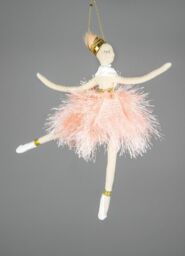 Shatchi 3Pcs Light Pink Ballerina Doll 14x20cm - Christmas Tree Ornaments Fairy Tale Themed Xmas Tree Pendant - Size: 14x20 cm - thumbnail 5
