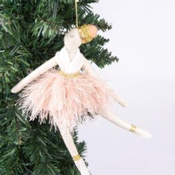 Shatchi 3Pcs Light Pink Ballerina Doll 14x20cm - Christmas Tree Ornaments Fairy Tale Themed Xmas Tree Pendant - Size: 14x20 cm - thumbnail 4