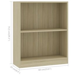 Berkfield Home Bookshelf Sonoma Oak 60x24x74.5 cm Engineered Wood in Brown - thumbnail 6