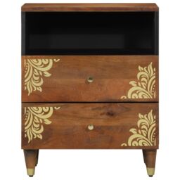 Berkfield Home Bedside Cabinet 50x33x60 cm Solid Wood Mango in Brown - Size: 50 x 33 x 60 cm - thumbnail 3