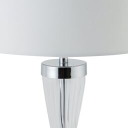 First Choice Lighting Chrome Plate Table Touch Light with White Cotton Fabric Shade in Silver - thumbnail 4
