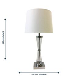 First Choice Lighting Chrome Plate Table Touch Light with White Cotton Fabric Shade in Silver - thumbnail 8
