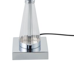 First Choice Lighting Chrome Plate Table Touch Light with White Cotton Fabric Shade in Silver - thumbnail 5