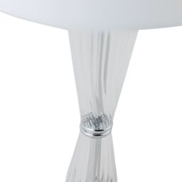 First Choice Lighting Chrome Plate Table Touch Light with White Cotton Fabric Shade in Silver - thumbnail 6