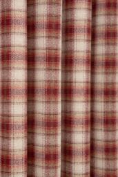 Curtina 'Everett' Jacquard Woven Check Pair of Eyelet Curtains in Red - Size: 117 cm width x 137 cm drop - thumbnail 3