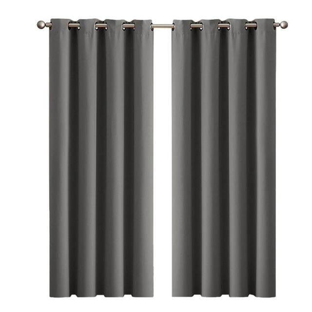 VOGREX 2Pcs Washable Thick Thermal Blackout Curtains 117x183 in Grey - image 1