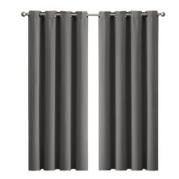 VOGREX 2Pcs Washable Thick Thermal Blackout Curtains 117x183 in Grey