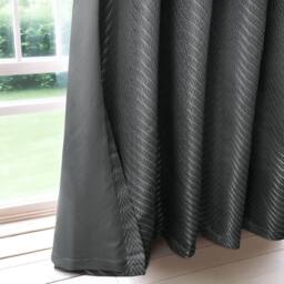 New Edge Blinds Wave Woven Jacquard Curtains in Navy in Black - Size: 168 cm width x 183 cm drop - thumbnail 3