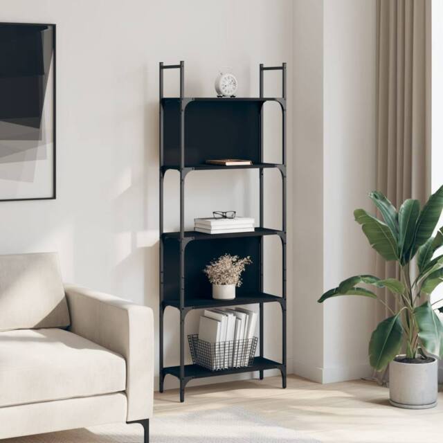 Berkfield Home Decorative Bookshelf 5-Tier Black 60.5x24x166.5 cm Engineered Wood - image 1