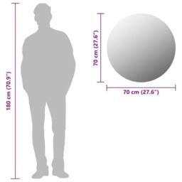 Berkfield Home Wall Mirror 70 cm Round Glass in Silver - thumbnail 8