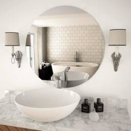 Berkfield Home Wall Mirror 70 cm Round Glass in Silver - thumbnail 2