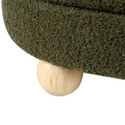 Wyld and Coco Green Boucle Pouffe - Teddy Faux Fur Footstool with Pine Legs - thumbnail 6