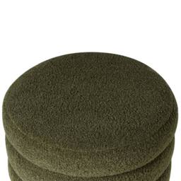 Wyld and Coco Green Boucle Pouffe - Teddy Faux Fur Footstool with Pine Legs - thumbnail 5