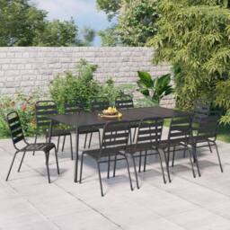 Berkfield Home 11 Piece Garden Dining Set Anthracite Steel in Black