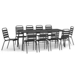 Berkfield Home 11 Piece Garden Dining Set Anthracite Steel in Black - thumbnail 2