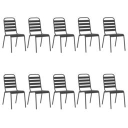 Berkfield Home 11 Piece Garden Dining Set Anthracite Steel in Black - thumbnail 4