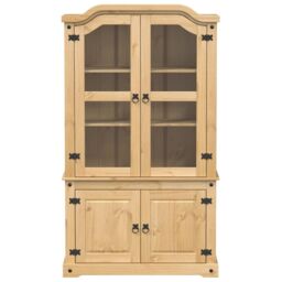 Berkfield Home Glass Display Cabinet Corona 103.5x42x180 cm Solid Wood Pine in Brown - thumbnail 4